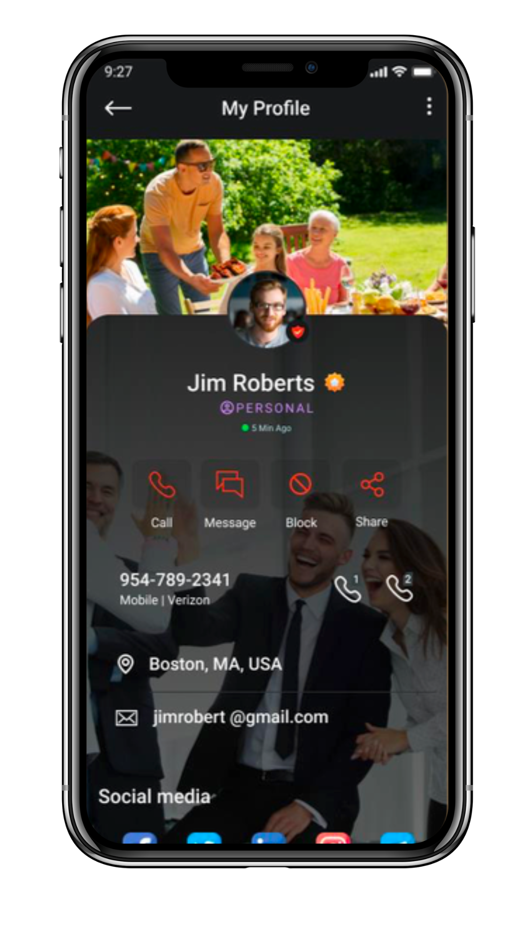 Phone profile details screen